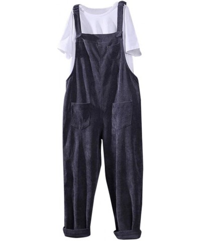 Women's Corduroy Bib Overalls Jumpsuit Romper Pant Trouser Coffee $18.97 Jumpsuits