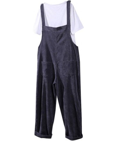 Women's Corduroy Bib Overalls Jumpsuit Romper Pant Trouser Coffee $18.97 Jumpsuits