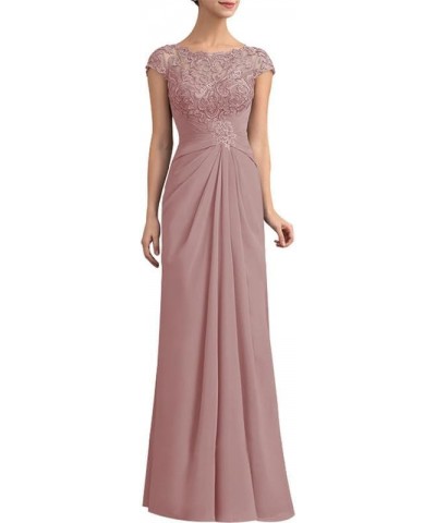 Mother of The Bride Dress A-Line Prom Dresses Long Chiffon Floral Embroidered Gown Cap Sleeves Dress Purplish Grey $34.65 Dre...