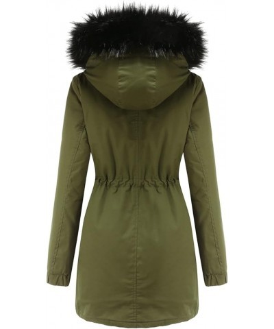 Women's Warm Winter Heavy Coat Thicken Fleece Lined Parka Jackets with Fur Hood Army Green $36.56 Jackets