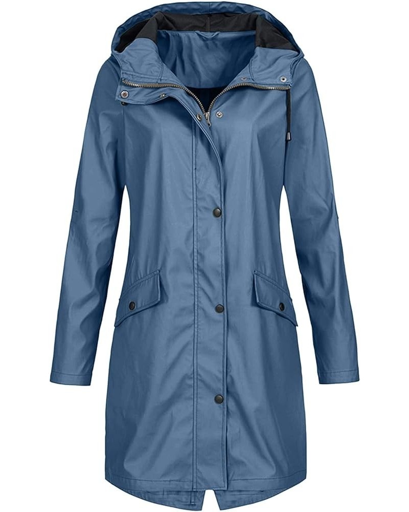 Raincoat Hoodie for Women Casual Women Thicker Winter Slim Women's Coat Rain Jackets for Women Waterproof Rain Dark Blue 1 $2...