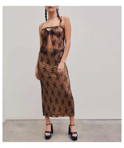 Skirt Sets Women 2 Piece Outfits Sexy See Through Lace Strapless Tube Tops Bodycon Maxi Skirt Y2K 2Pcs Skirt Set E-brown $10....