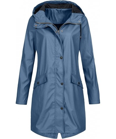 Raincoat Hoodie for Women Casual Women Thicker Winter Slim Women's Coat Rain Jackets for Women Waterproof Rain Dark Blue 1 $2...