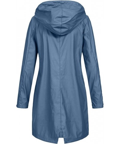 Raincoat Hoodie for Women Casual Women Thicker Winter Slim Women's Coat Rain Jackets for Women Waterproof Rain Dark Blue 1 $2...