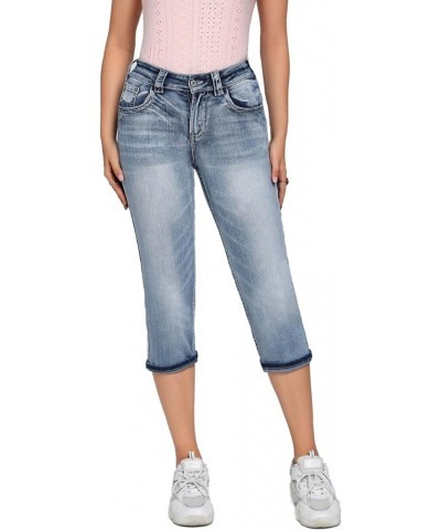 Women's Thick Seams Vintage Slim Fit Stretch Denim Crop Capri Jeans Eilish $17.70 Jeans