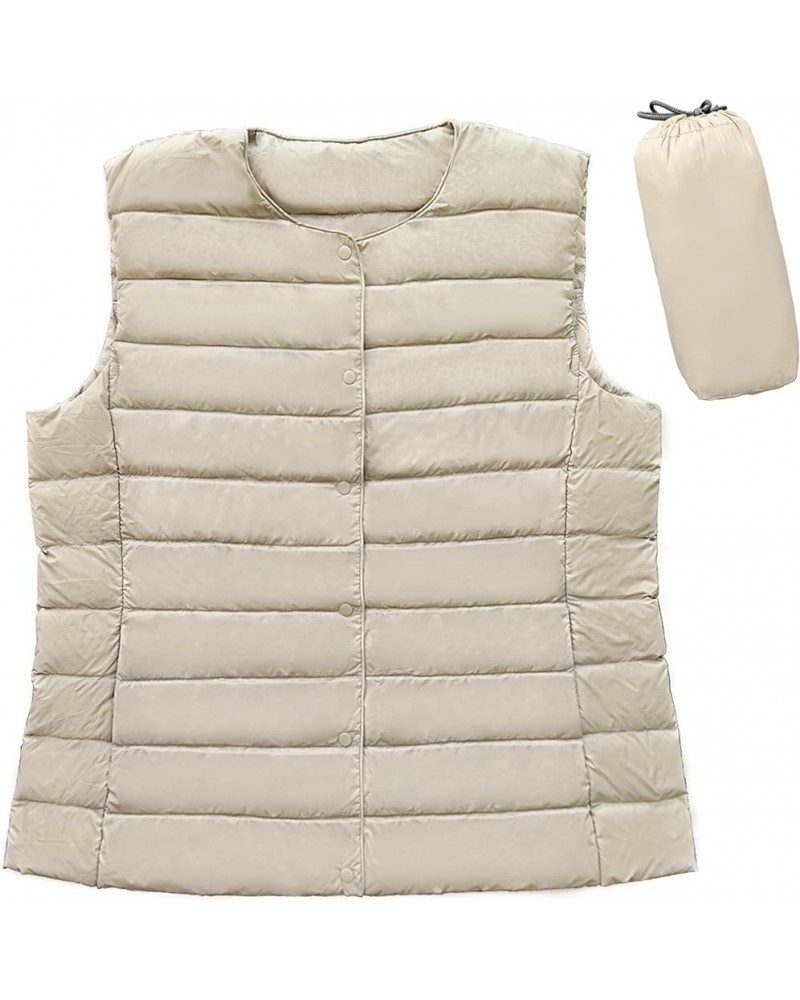 Womens Cropped Puffer Sleeveless Vest, Ladies Lightweight Packable Down Vest Outdoor Jacket For Winter Warm W-SP-V1 Khaki $14...