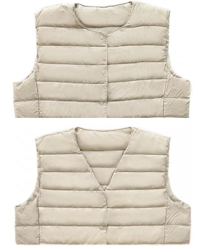 Womens Cropped Puffer Sleeveless Vest, Ladies Lightweight Packable Down Vest Outdoor Jacket For Winter Warm W-SP-V1 Khaki $14...