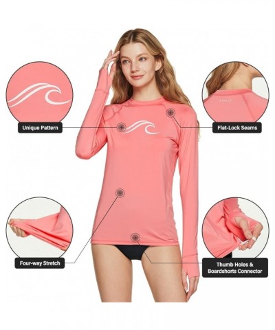 Women's UPF 50+ Rash Guard, Long Sleeve Surfing Swimsuit Top, UV/SPF Water Beach Swim Shirts Thumb Hole Coral $14.20 Swimsuits