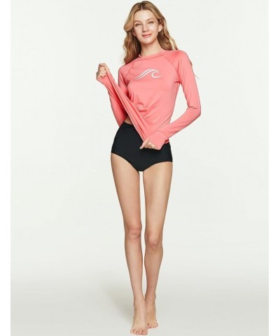 Women's UPF 50+ Rash Guard, Long Sleeve Surfing Swimsuit Top, UV/SPF Water Beach Swim Shirts Thumb Hole Coral $14.20 Swimsuits