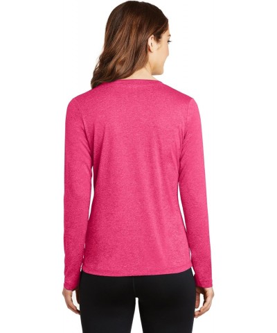 Sport Tek LST360LS Ladies Long Sleeve Heather Contender V Neck Tee, Pink Raspberry Heather, Small $8.15 Activewear