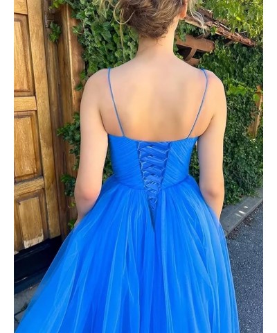 Spaghetti Straps Tulle Prom Dress for Women 2023 Tea Length Teens Formal Evening Party Dress with Pockets YO034 Rose Red $31....