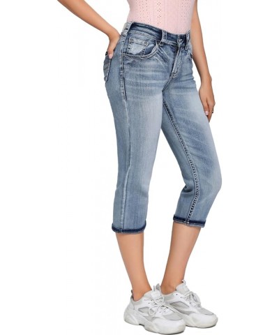 Women's Thick Seams Vintage Slim Fit Stretch Denim Crop Capri Jeans Eilish $17.70 Jeans