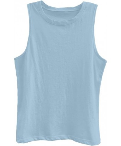 3-Pack Juniors Sleeveless Muscle Tank Tees Bundle 2 - Pink, Blue, Beige $14.50 Tanks