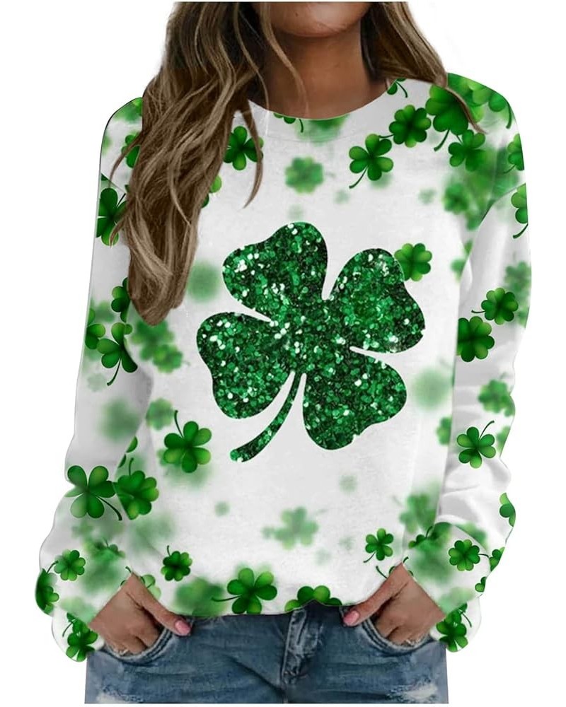 Valentine's Day Long Sleeve Shirts 2024 Women Cute Heart Graphic Tops Casual Loose Fit T-Shirts Holiday Blouses D01-green-020...