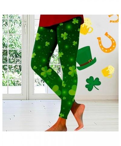 Plus Size Leggings Tummy Control Tummy Control Clover Irish Running Leggings Butt Lift Athletic Running Holiday Leggings Gree...