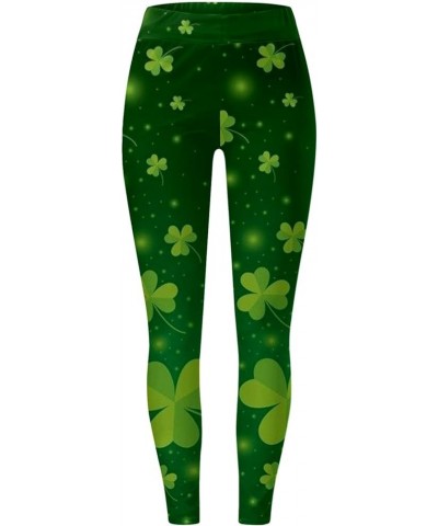 Plus Size Leggings Tummy Control Tummy Control Clover Irish Running Leggings Butt Lift Athletic Running Holiday Leggings Gree...