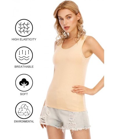 Basic Tank Tops for Women Undershirts Tanks Top Lightweight Camis Tank Tops 4-Pack Black/Gray/White/Apricot $18.55 Tanks