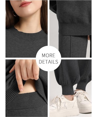 Two Piece Sweater Set for Women Long Sleeve Outfits Crew Neck Pullover Top with Sweatpants Knit Jogger Set Black $33.05 Activ...