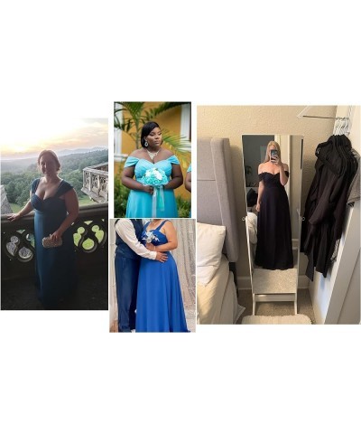 Women's Bridesmaid Dresses for Wedding Party Off Shoulder Evening Prom Dress Long Chiffon Formal Dress Teal $26.00 Dresses