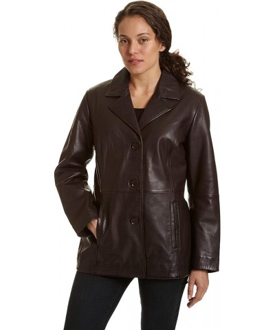 Women Genuine Leather for Spring and Fall Fashion, Leather Front Button Car Coat Jacket standard Brown $60.91 Coats