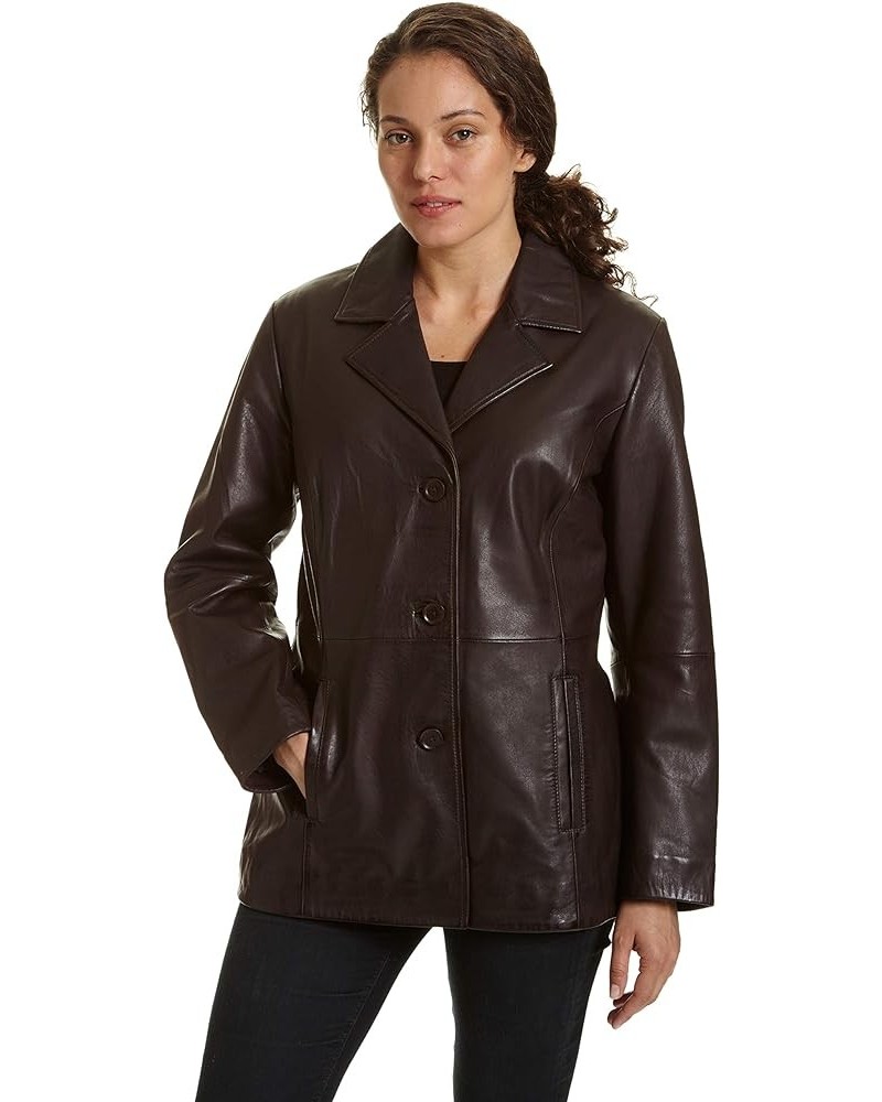 Women Genuine Leather for Spring and Fall Fashion, Leather Front Button Car Coat Jacket standard Brown $60.91 Coats