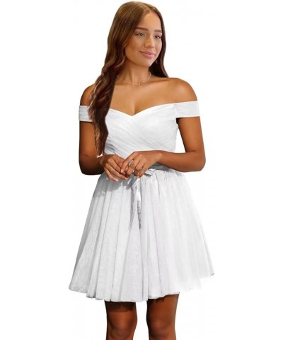 Women's Off The Shoulder Homecoming Dresses Sweetheart Tulle Ball Gowns Cocktail Dresses Short Prom Party Gowns White $35.97 ...