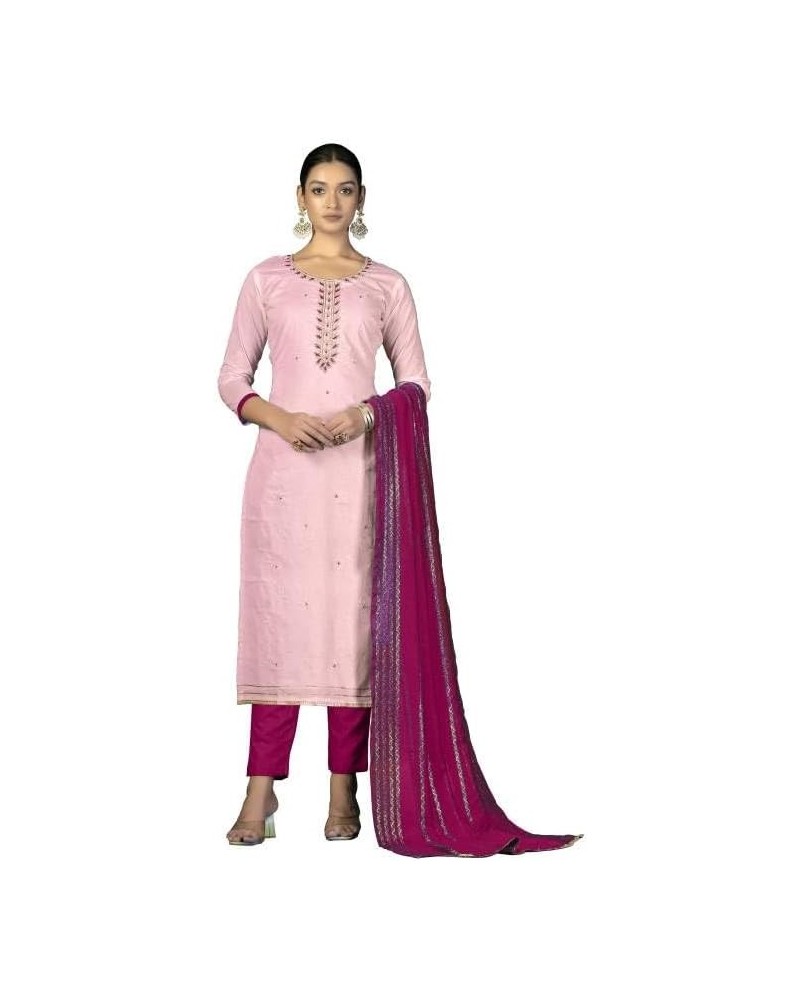 Striwaa Ready to Wear Indian Women Cotton Fabric Churidar Designer Salwar Suit for Women with Matching Dupatta Baby Pink11 $2...