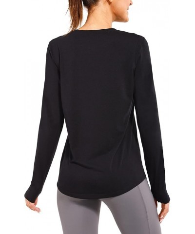 Women's Long Sleeve Workout Shirts Loose Active Tops Running Gym Exercise T-Shirts with Thumb Hole Black $15.50 Activewear