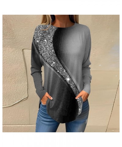 Long Sleeve Shirts for Women Dressy Casual Crewneck Blouses Trendy Cute Holiday Tops Loose Fit Vintage Graphic Tees B-gray $1...