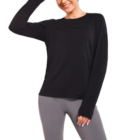 Women's Long Sleeve Workout Shirts Loose Active Tops Running Gym Exercise T-Shirts with Thumb Hole Black $15.50 Activewear