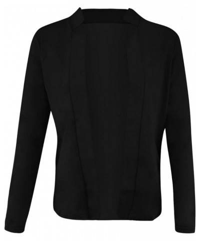 Women Fall Coats Open Front Cardigan Top Notched Collar Suit Office Ladies Blazer Jacket Daily Clothes Plain Work Shirt A-whi...