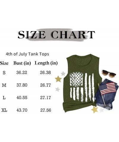 Women's American Flag Tank Tops Fouth of July Summer Shirts Loose Sleeveless Graphic Tee Army Green-1 $10.19 Tops