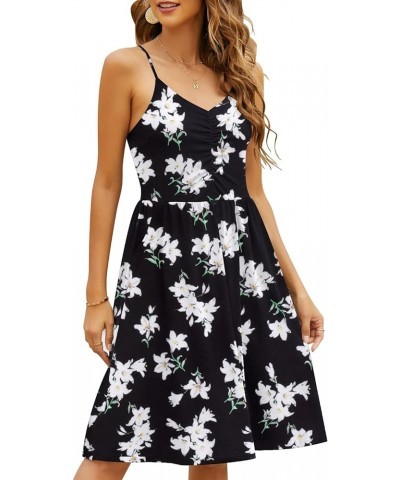 Casual Dresses for Women Sleeveless Cotton Summer Beach Dress A Line Spaghetti Strap Sundresses with Pockets Black, White $9....