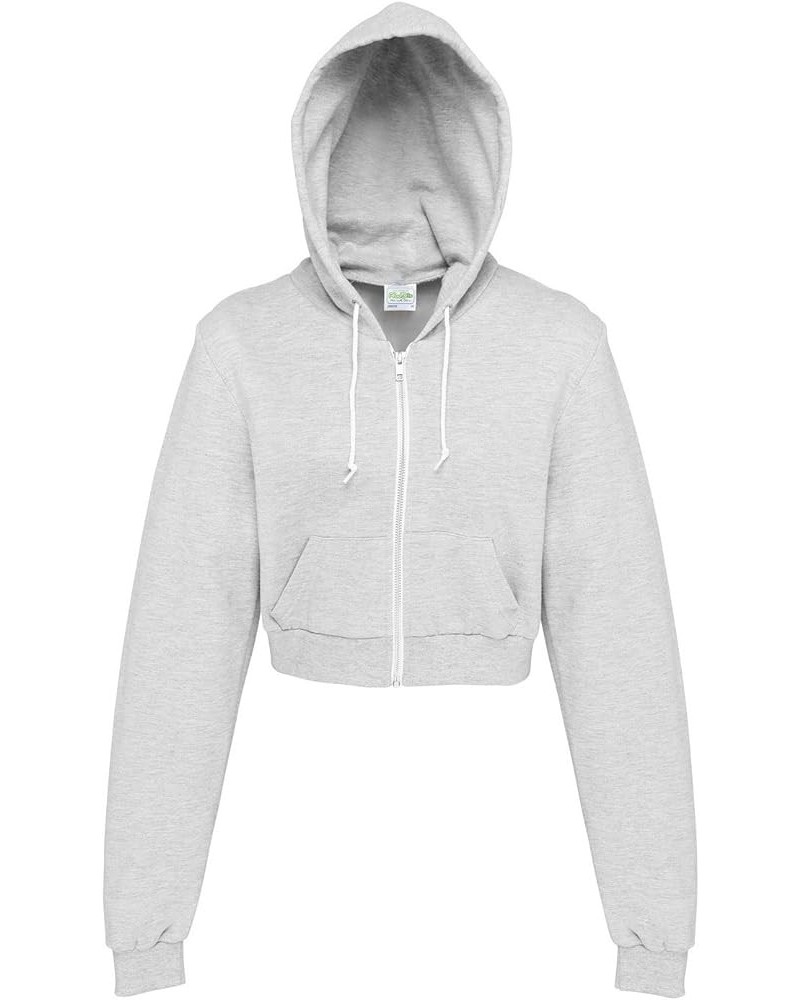 Just Hoods Womens/Ladies Girlie Cropped Full Zip Hoodie Jacket Heather Grey $16.65 Hoodies & Sweatshirts