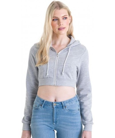 Just Hoods Womens/Ladies Girlie Cropped Full Zip Hoodie Jacket Heather Grey $16.65 Hoodies & Sweatshirts