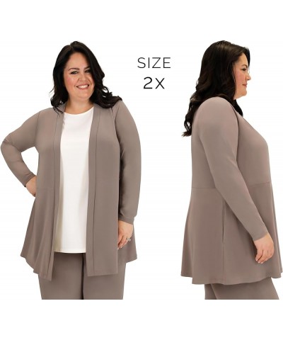 Women's Long Sleeve Peplum Cardigan - Comfortable & Easy Care Knit Cardigan with Pockets for Women Bark $30.75 Sweaters