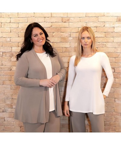 Women's Long Sleeve Peplum Cardigan - Comfortable & Easy Care Knit Cardigan with Pockets for Women Bark $30.75 Sweaters