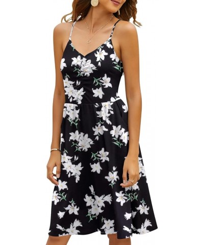 Casual Dresses for Women Sleeveless Cotton Summer Beach Dress A Line Spaghetti Strap Sundresses with Pockets Black, White $9....