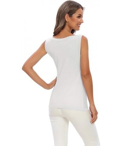 Womens Knit Sleeveless Sweater Vest Ribbed Soft Basic Tanks Tops Milk $17.97 Sweaters