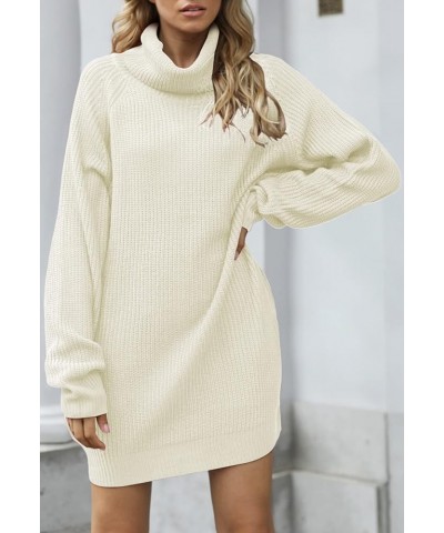 Women's Loose Turtleneck Oversize Long Pullover Sweater Dress Light Beige $25.23 Sweaters