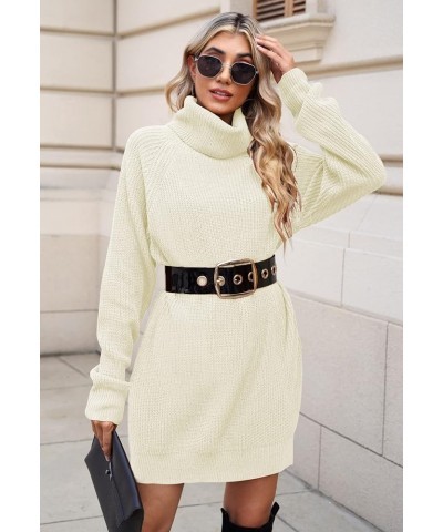 Women's Loose Turtleneck Oversize Long Pullover Sweater Dress Light Beige $25.23 Sweaters