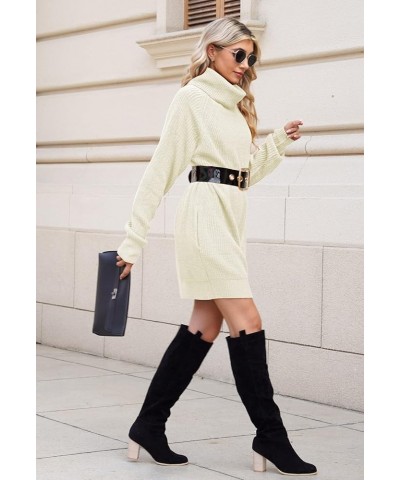 Women's Loose Turtleneck Oversize Long Pullover Sweater Dress Light Beige $25.23 Sweaters