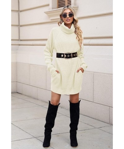 Women's Loose Turtleneck Oversize Long Pullover Sweater Dress Light Beige $25.23 Sweaters