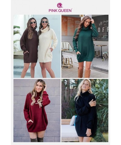 Women's Loose Turtleneck Oversize Long Pullover Sweater Dress Light Beige $25.23 Sweaters