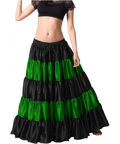 Women's Satin 6 Yard 5 Tiered Gypsy Belly Dance Skirt Flamenco - S - Bluish Purple Small Black / Green $22.41 Skirts