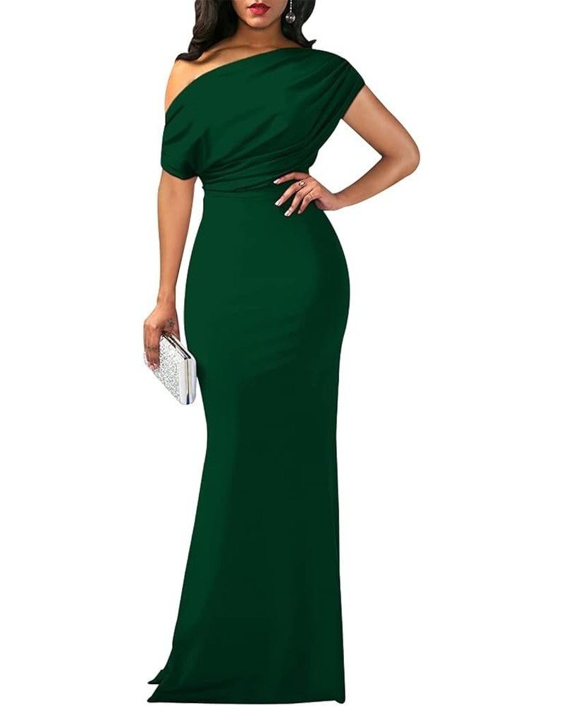 Women's Sexy Off Shoulder Bodycon Maxi Dresses Casual Short Sleeve Mermaid Club Party Long Dress 23-1green $15.05 Dresses