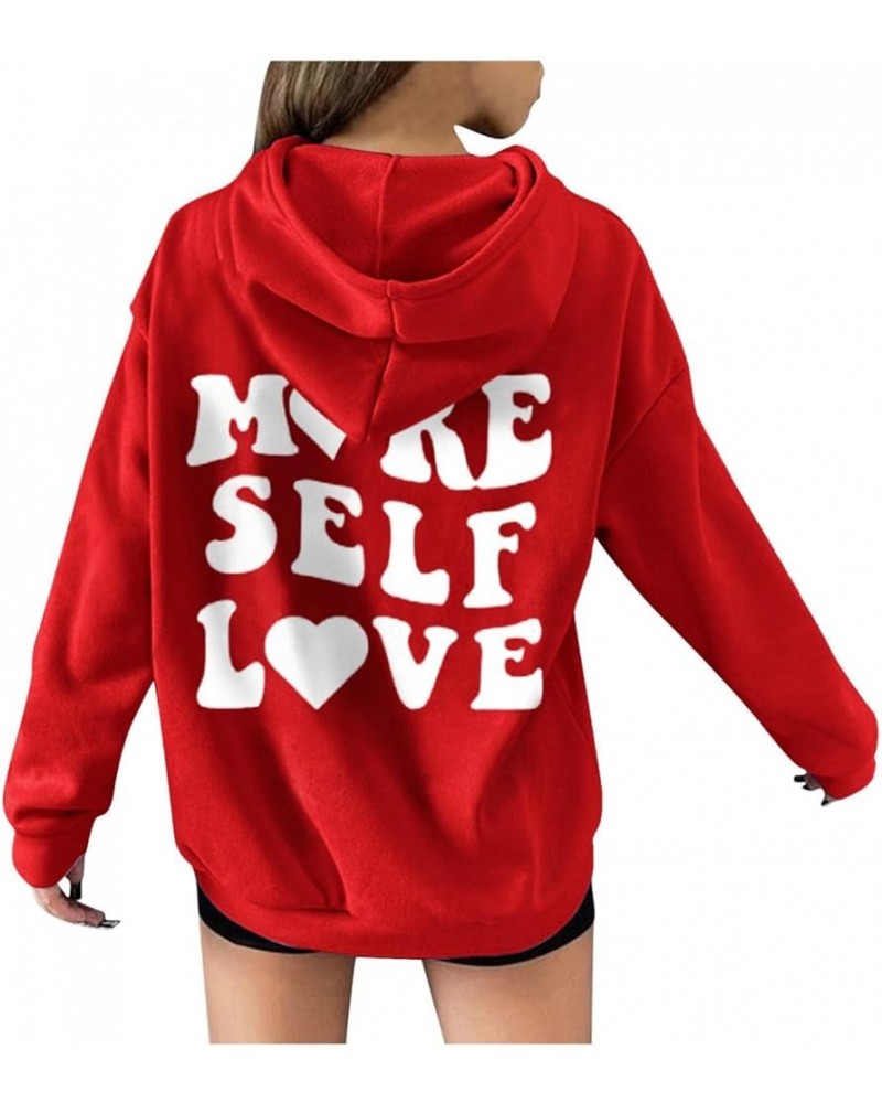 Women's Letter Graphic Print Long Sleeve Drawstring Hoodie Sweatshirt Top Pullover Slogan Graphic Drop Shoulder Drawstring Z0...