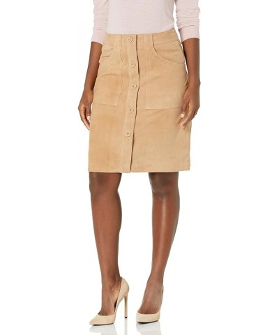 Women's Suede a Line Skirt Camel $75.86 Skirts