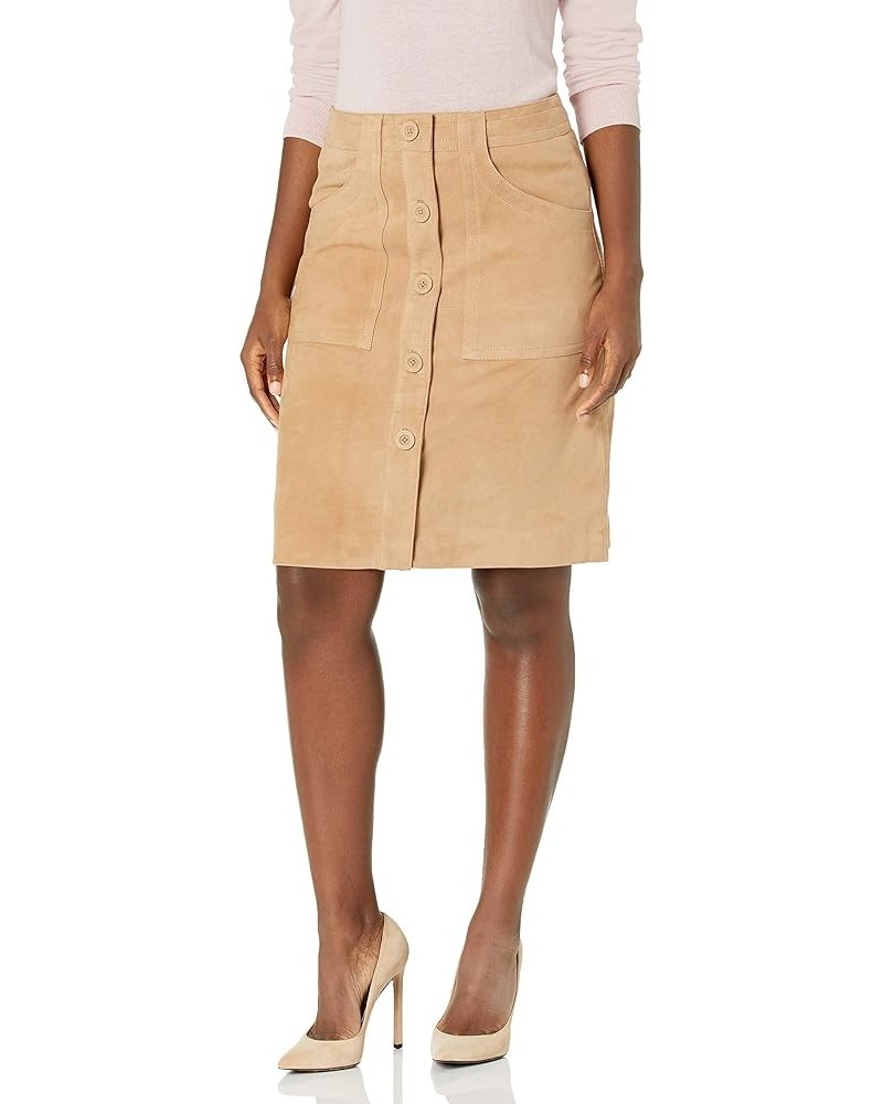 Women's Suede a Line Skirt Camel $75.86 Skirts