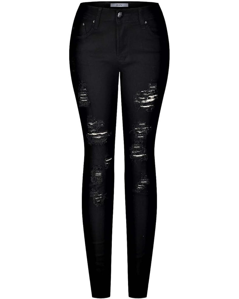 Women's Trendy Colored Distressed Skinny Jeans Black14 $16.83 Jeans